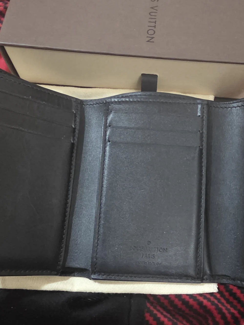 Louis Vuitton Black Monogram Cherry Wood Wallet